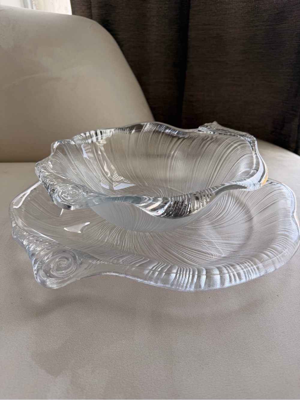 Vintage Studio Nova Clear Glass Decorative Shell Bowl Set